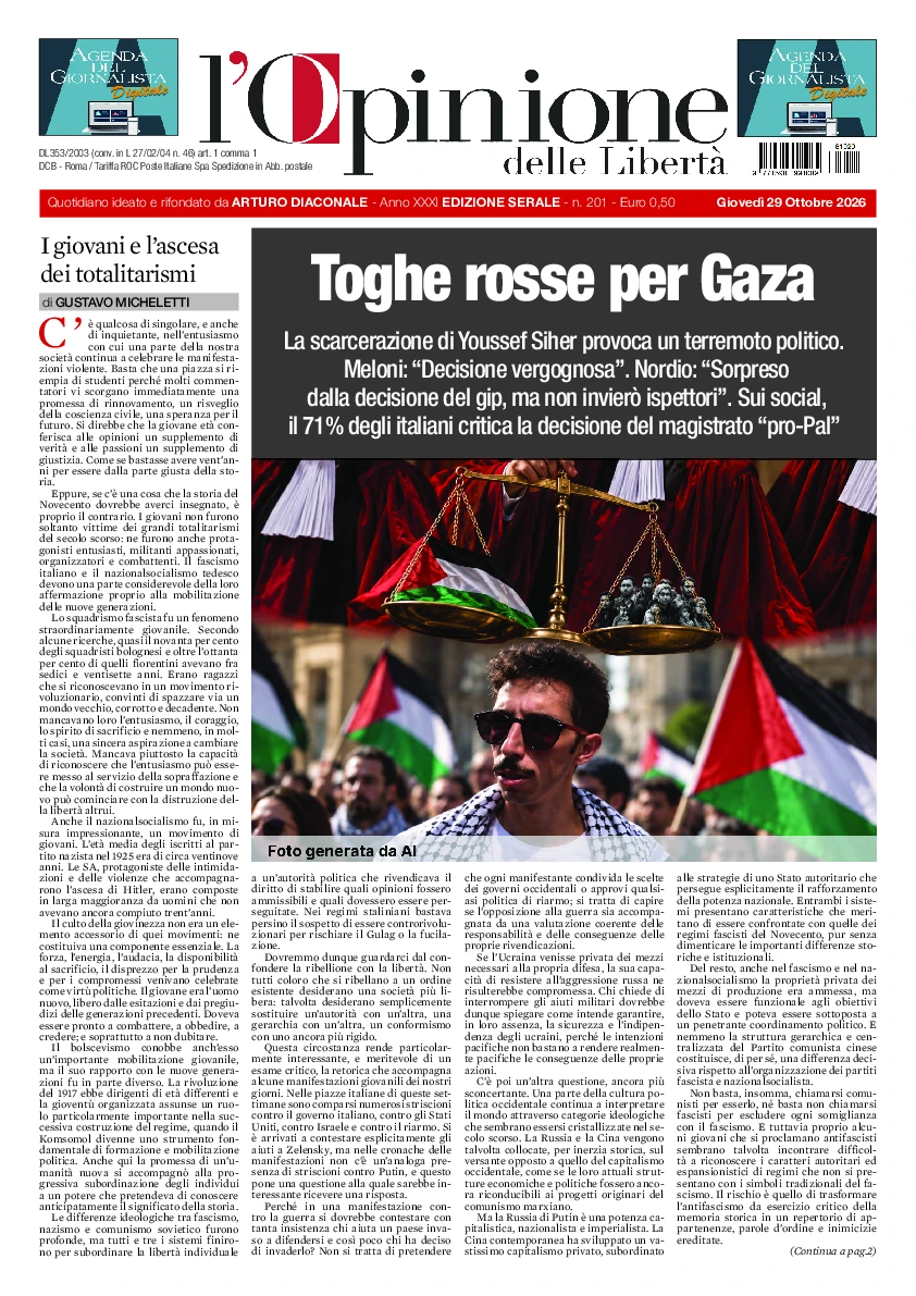 Prima-pagina-opinione della liberta-edizione-di-oggi-2026-10-30